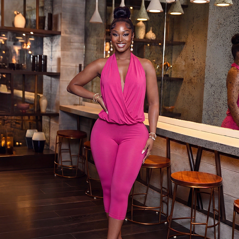 Women's Halter Neck Capri Jumpsuit