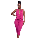 Women's Halter Neck Capri Jumpsuit