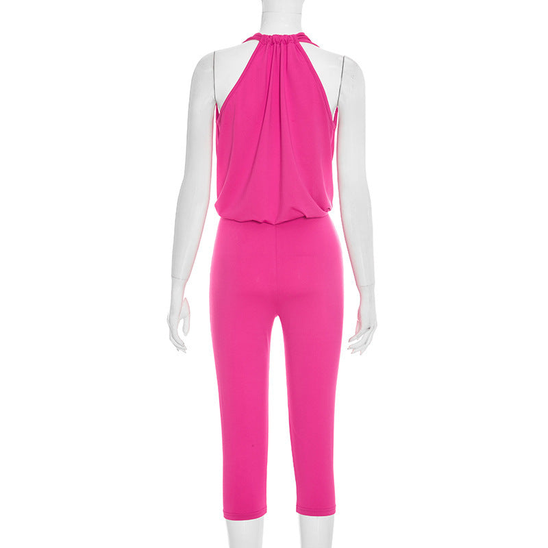 Women's Halter Neck Capri Jumpsuit