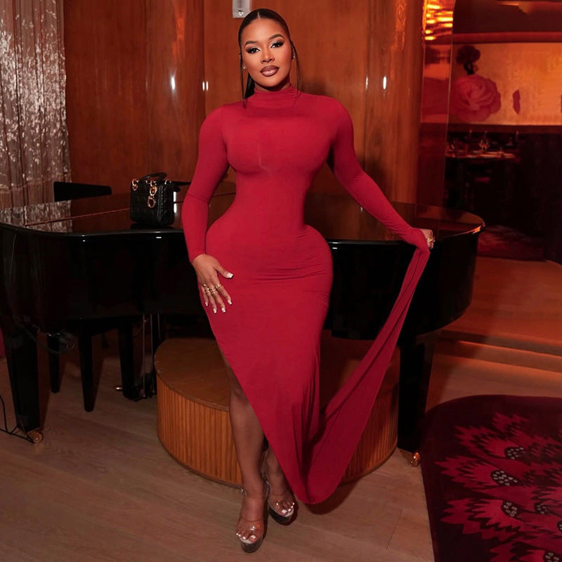 Women's High Neck Bodycon Maxi Dress