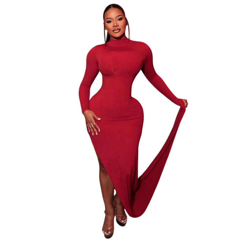 Women's High Neck Bodycon Maxi Dress