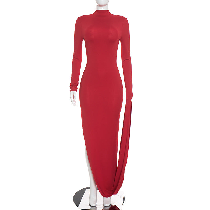 Women's High Neck Bodycon Maxi Dress