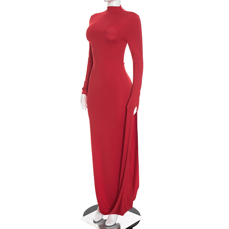Women's High Neck Bodycon Maxi Dress