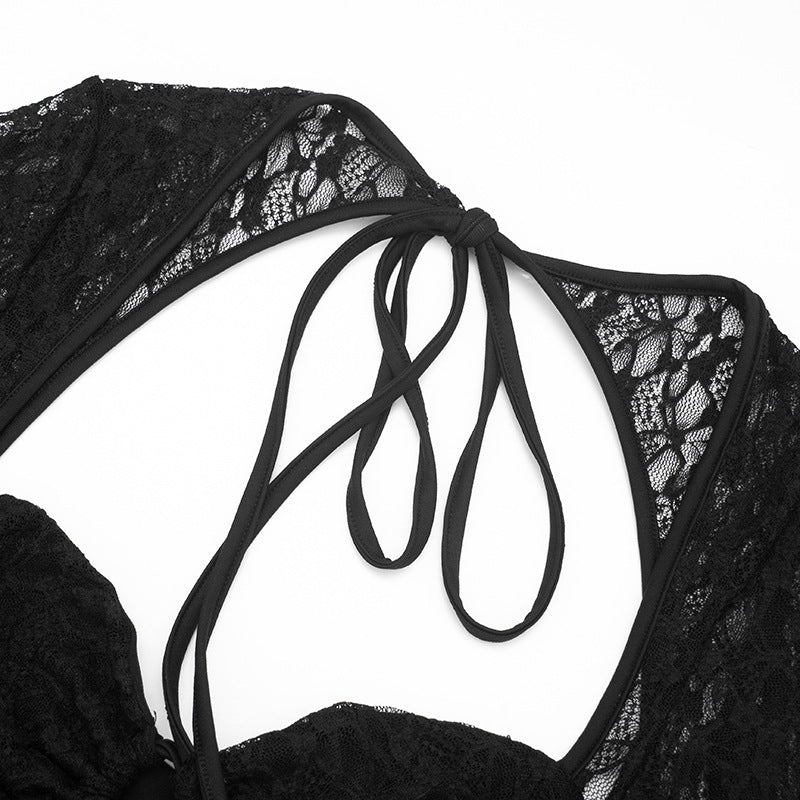 Women's Lace Cut Out Flare Jumpsuit