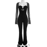 Women's Lace Cut Out Flare Jumpsuit