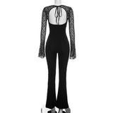 Women's Lace Cut Out Flare Jumpsuit