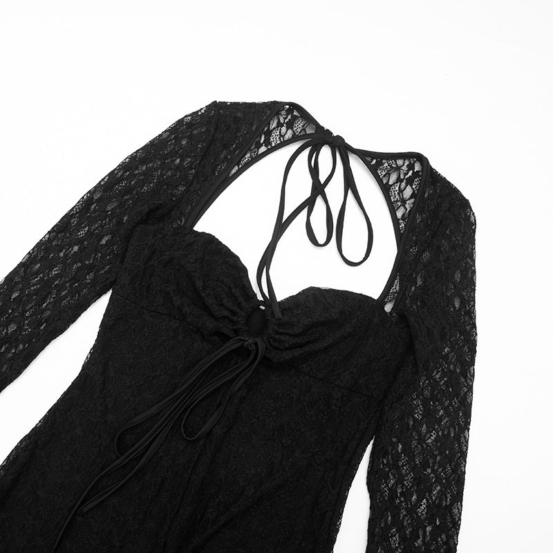 Women's Lace Cut Out Flare Jumpsuit