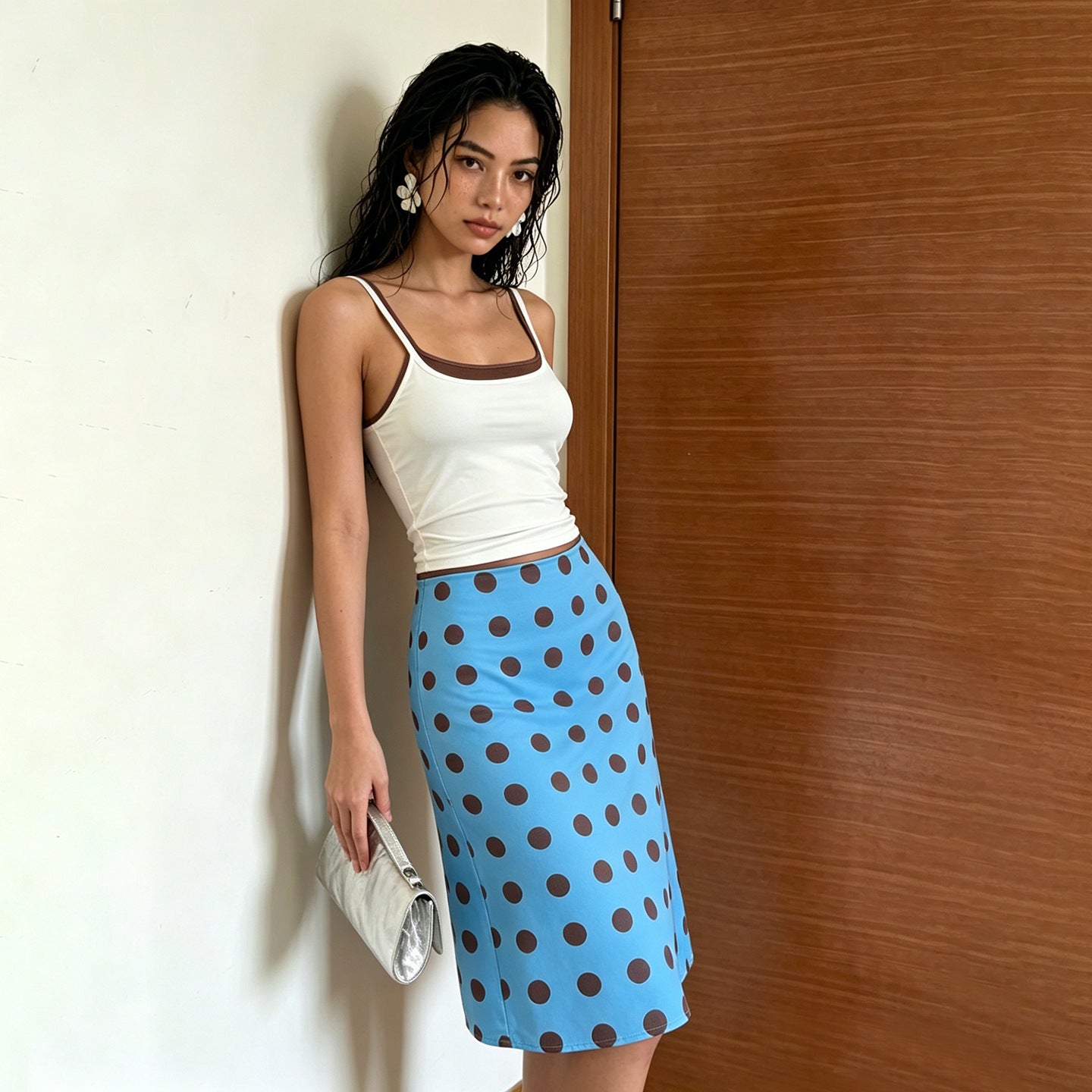Women's Polka Dot Midi Skirt