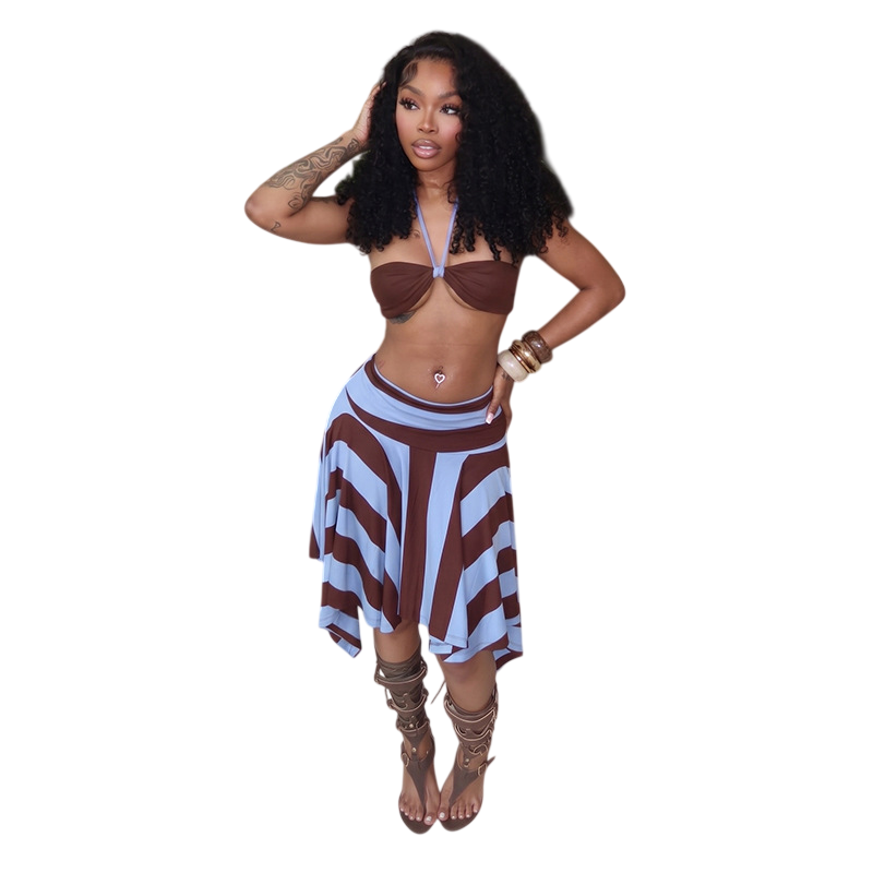 Women's Halter Crop Top & Skirt Set