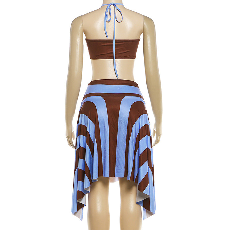 Women's Halter Crop Top & Skirt Set