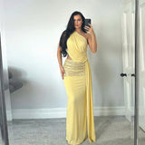 Women's One Shoulder Sequin Maxi Dress