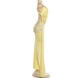 Women's One Shoulder Sequin Maxi Dress