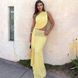 Women's One Shoulder Sequin Maxi Dress
