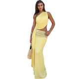 Women's One Shoulder Sequin Maxi Dress
