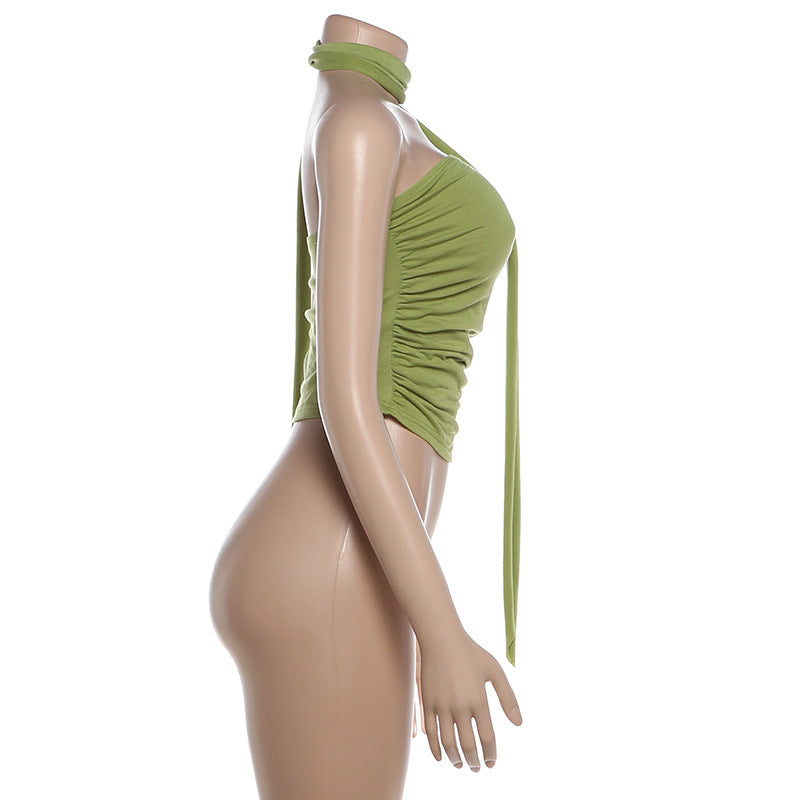 Ruched Strapless Tube Top With Scarf