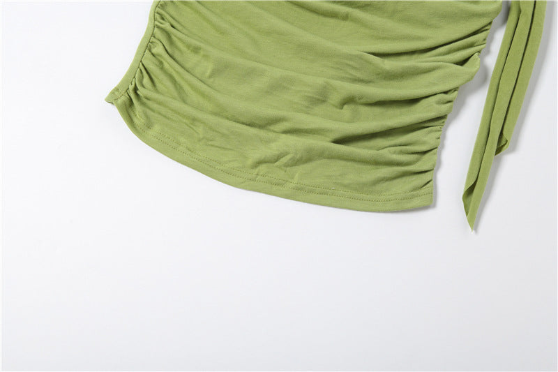 Ruched Strapless Tube Top With Scarf