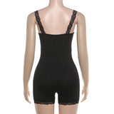 Muse Brnd Rhinestone Lace Trim Romper