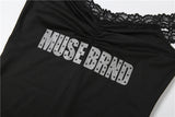 Muse Brnd Rhinestone Lace Trim Romper