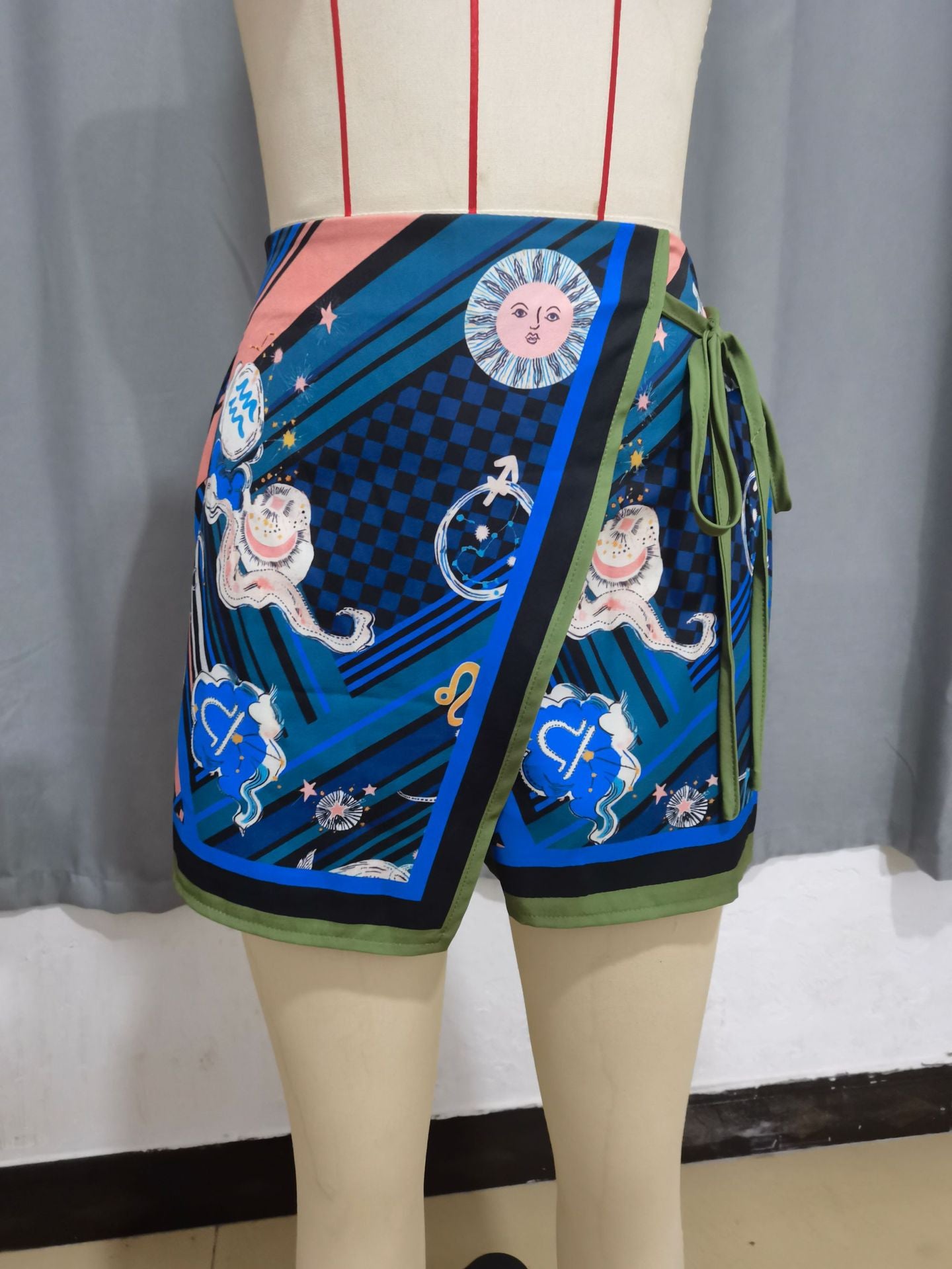 Jungle Safari Print Wrap Mini Skirt with Side Tie