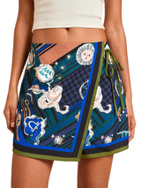 Jungle Safari Print Wrap Mini Skirt with Side Tie