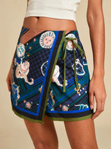 Jungle Safari Print Wrap Mini Skirt with Side Tie