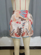 Jungle Safari Print Wrap Mini Skirt with Side Tie