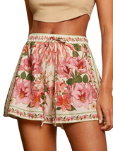 High-Waisted Flowy Floral Shorts with Drawstring