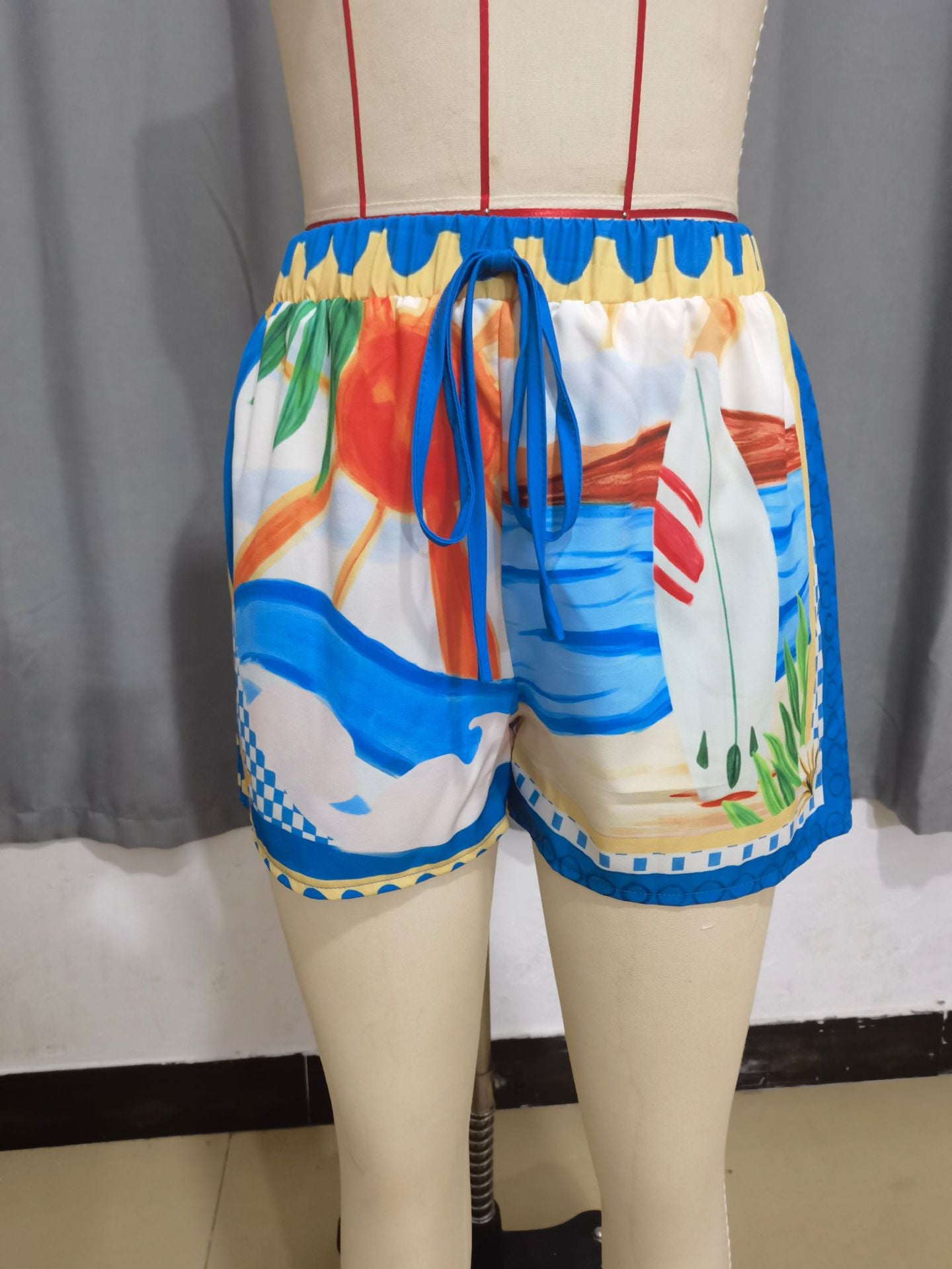 High-Waisted Flowy Floral Shorts with Drawstring