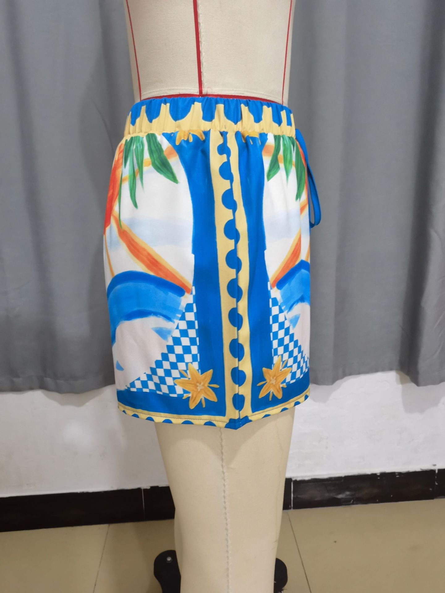 High-Waisted Flowy Floral Shorts with Drawstring
