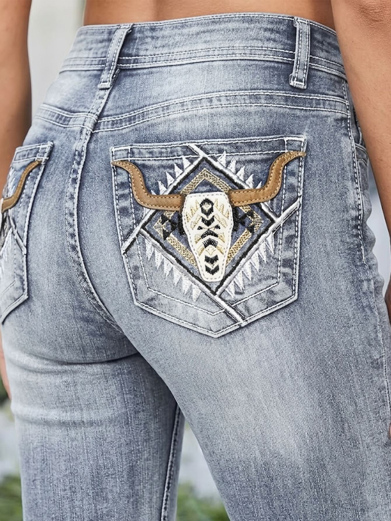 Light Wash Flare Jeans with Whiskering & Fading