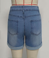 Patriotic Distressed Denim Shorts with Eagle Patch