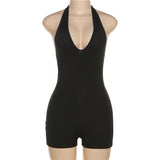 Halter Neck Plunge Backless Bodycon Romper