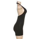 Halter Neck Plunge Backless Bodycon Romper