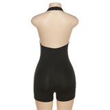 Halter Neck Plunge Backless Bodycon Romper