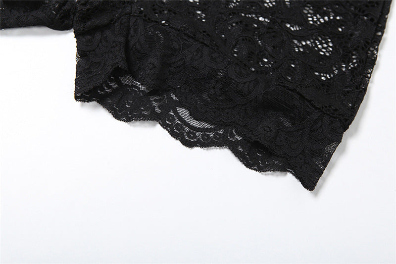  Floral Lace Sleeveless Plunge V-Neck Romper