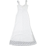 White Floral Lace Twist Ruffle Strap Maxi Dress