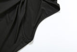 Black High-Neck Halter Top with Gold Ring Detail