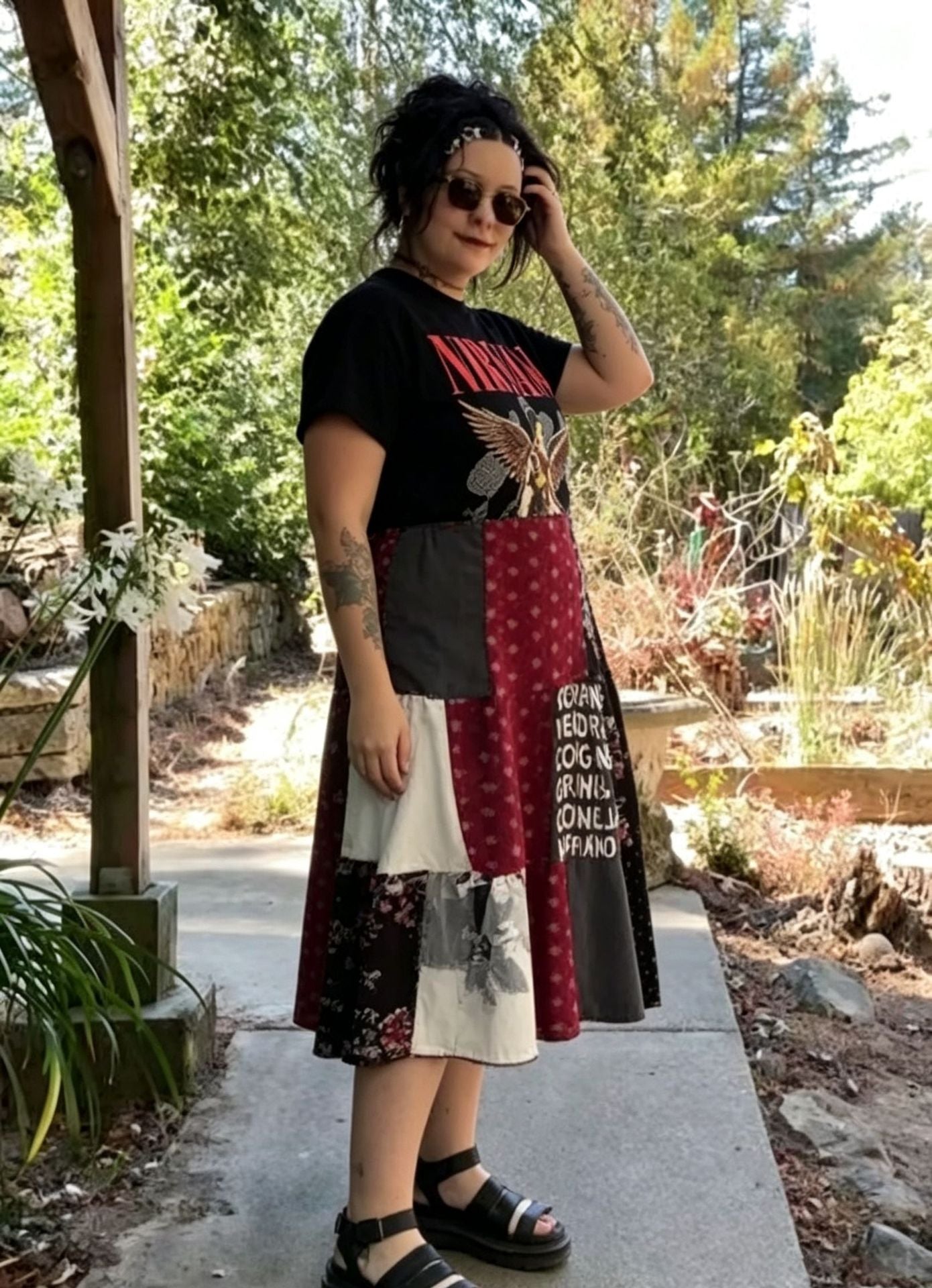 Patchwork Nirvana Graphic Midi Dress