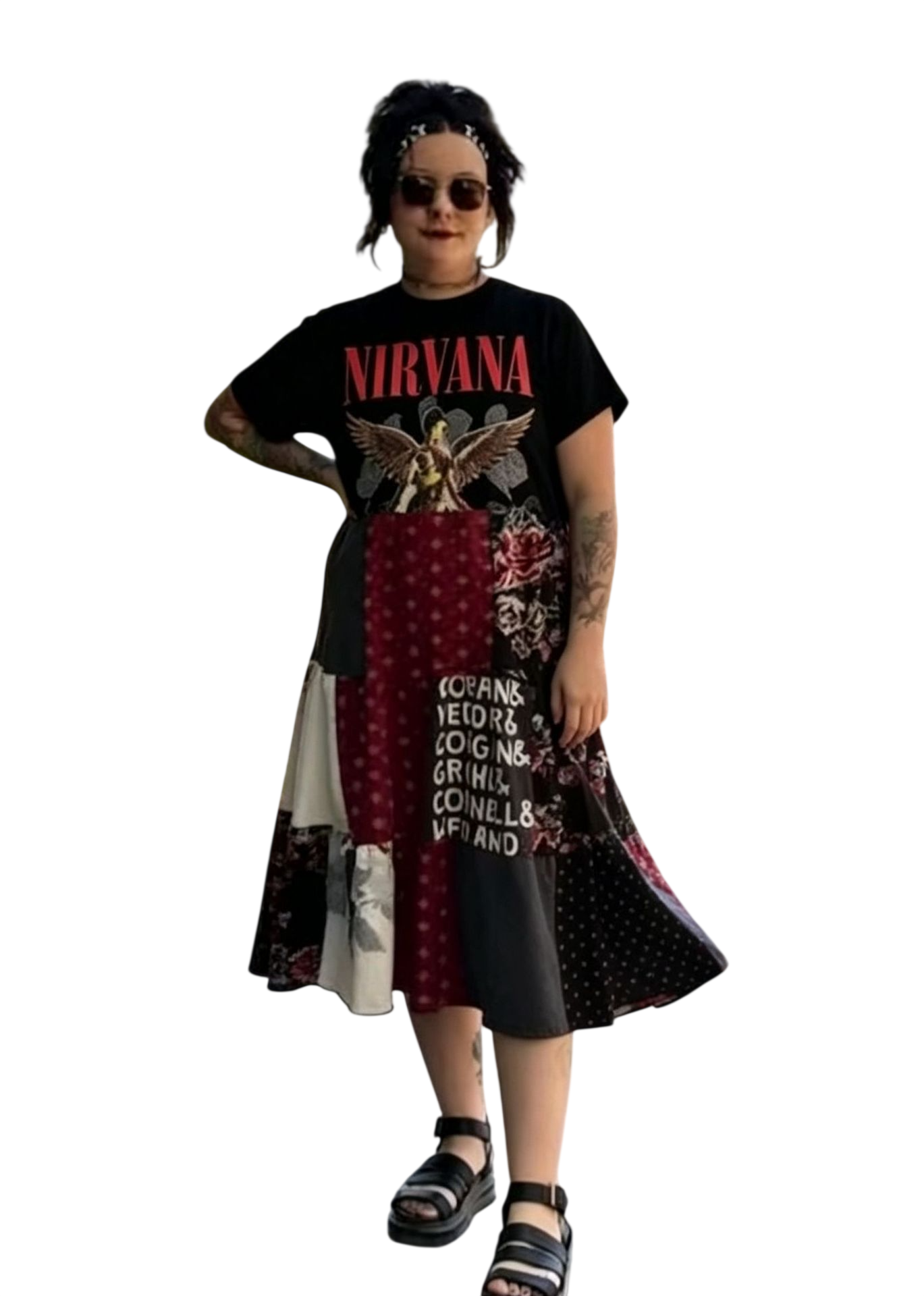 Patchwork Nirvana Graphic Midi Dress