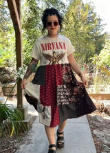 Patchwork Nirvana Graphic Midi Dress
