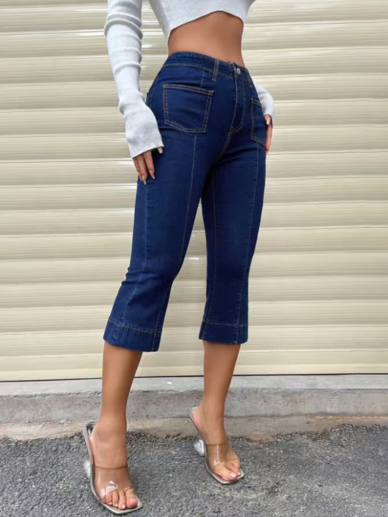 Women's High Waist Cropped Denim Jeans