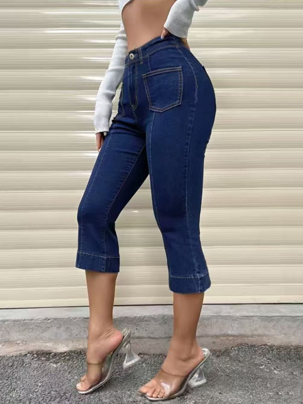 Women's High Waist Cropped Denim Jeans