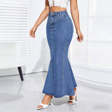 Women's High Waist Mermaid Denim Skirt