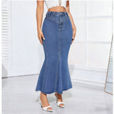 Women's High Waist Mermaid Denim Skirt