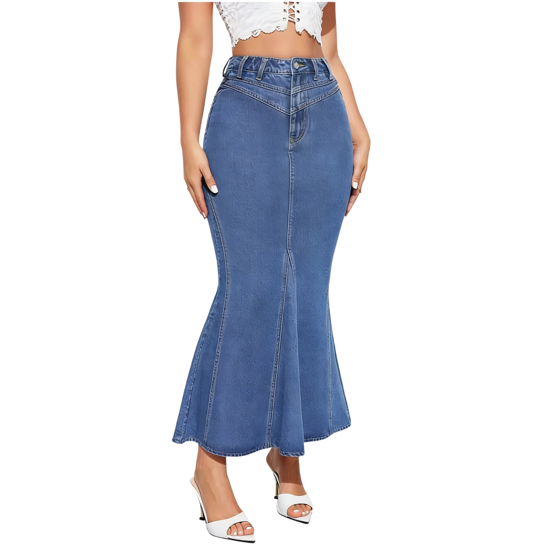 Women's High Waist Mermaid Denim Skirt