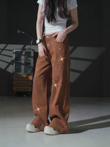 Women's Heart Print Wide Leg Jeans