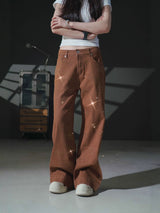 Women's Heart Print Wide Leg Jeans