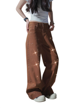 Women's Heart Print Wide Leg Jeans