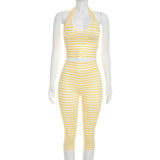 Women's Striped Halter Capri Set