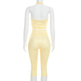 Women's Striped Halter Capri Set